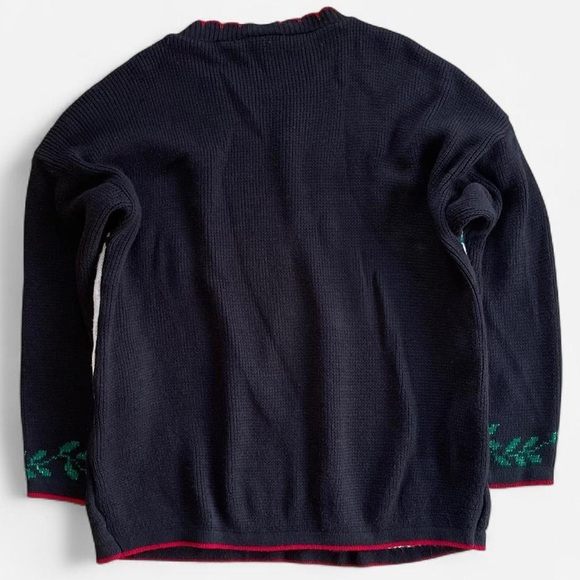 Vintage Holiday Time Acrylic Knit Red Black White Festive Christmas Sweater L - Picture 5 of 6